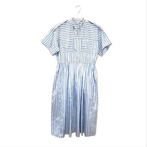 Leslie Fay Vintage Shirt Dress Blue White Stripes 10